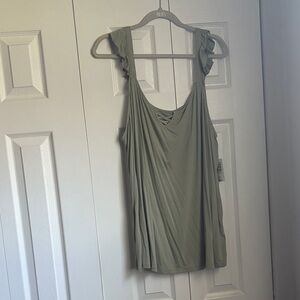 TORRID Olive Green Ruffle Strap Tank Top